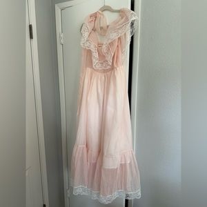 Pink organza off the shoulder dress